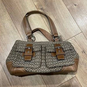LIKE NEW Tan Coach Signature Pocket Tote Purse